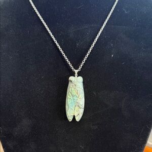Iridescent Green Cicada Pendant Necklace - Women Jewelry